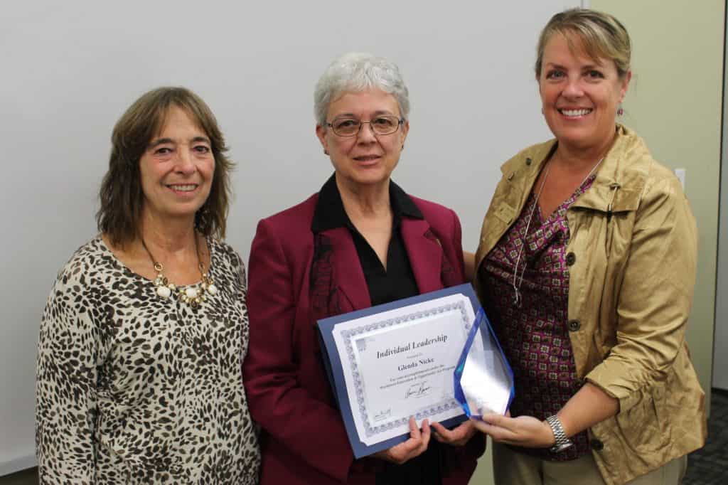 Pam Furlan, Glenda Nicke, Bettie Truitt with award