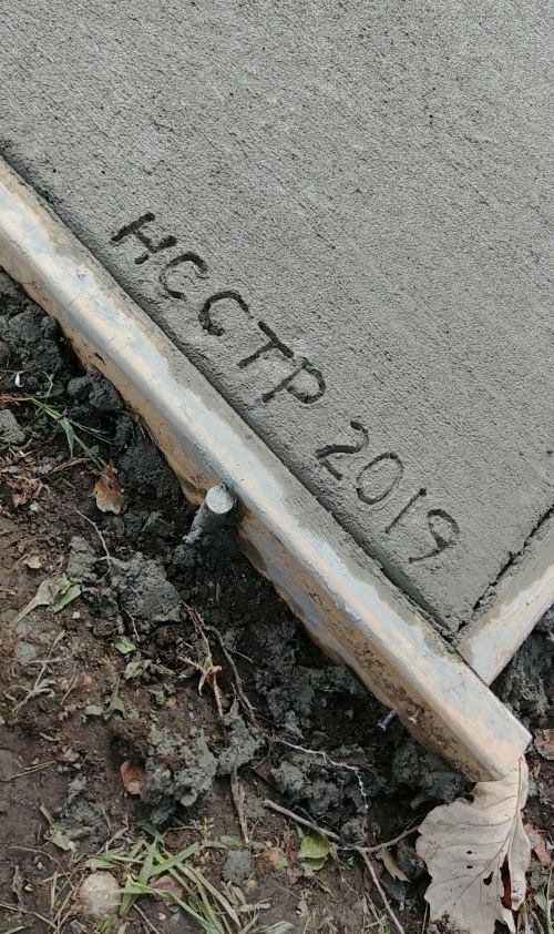 HCCTP 2019 handwritten in wet concrete