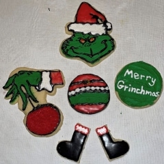 decorated cookies that look like the Grinch