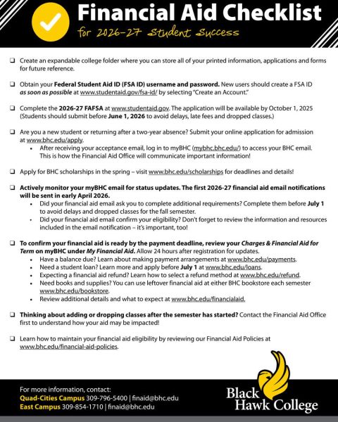 Screenshot of the financial aid checklist document.