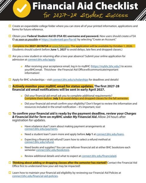 Thumbnail image of the first page of the financial aid checklist document.
