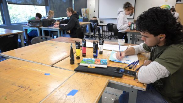 Academic departments Students engaged in art class activities.