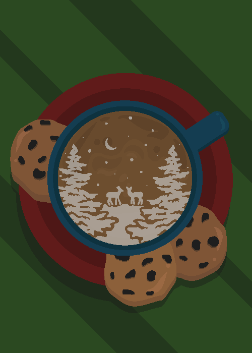 Hot cocoa with cookies and scenery
