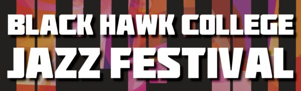 Text black hawk college jazz festival on striped background