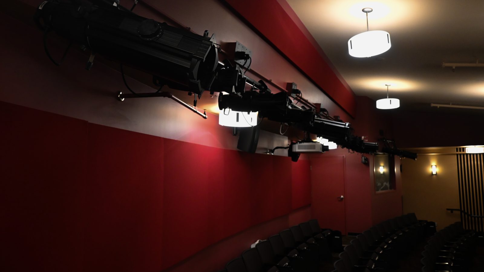 Lights inside the black hawk college theater