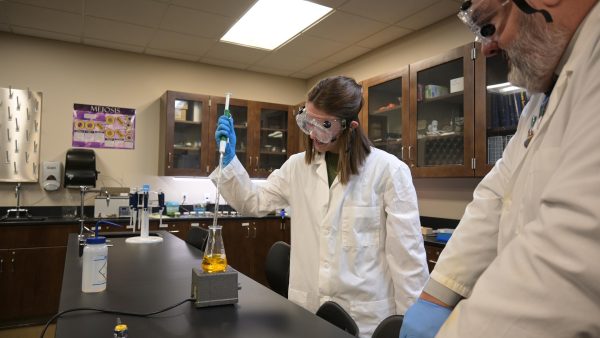 Students conducting experiments in laboratory.