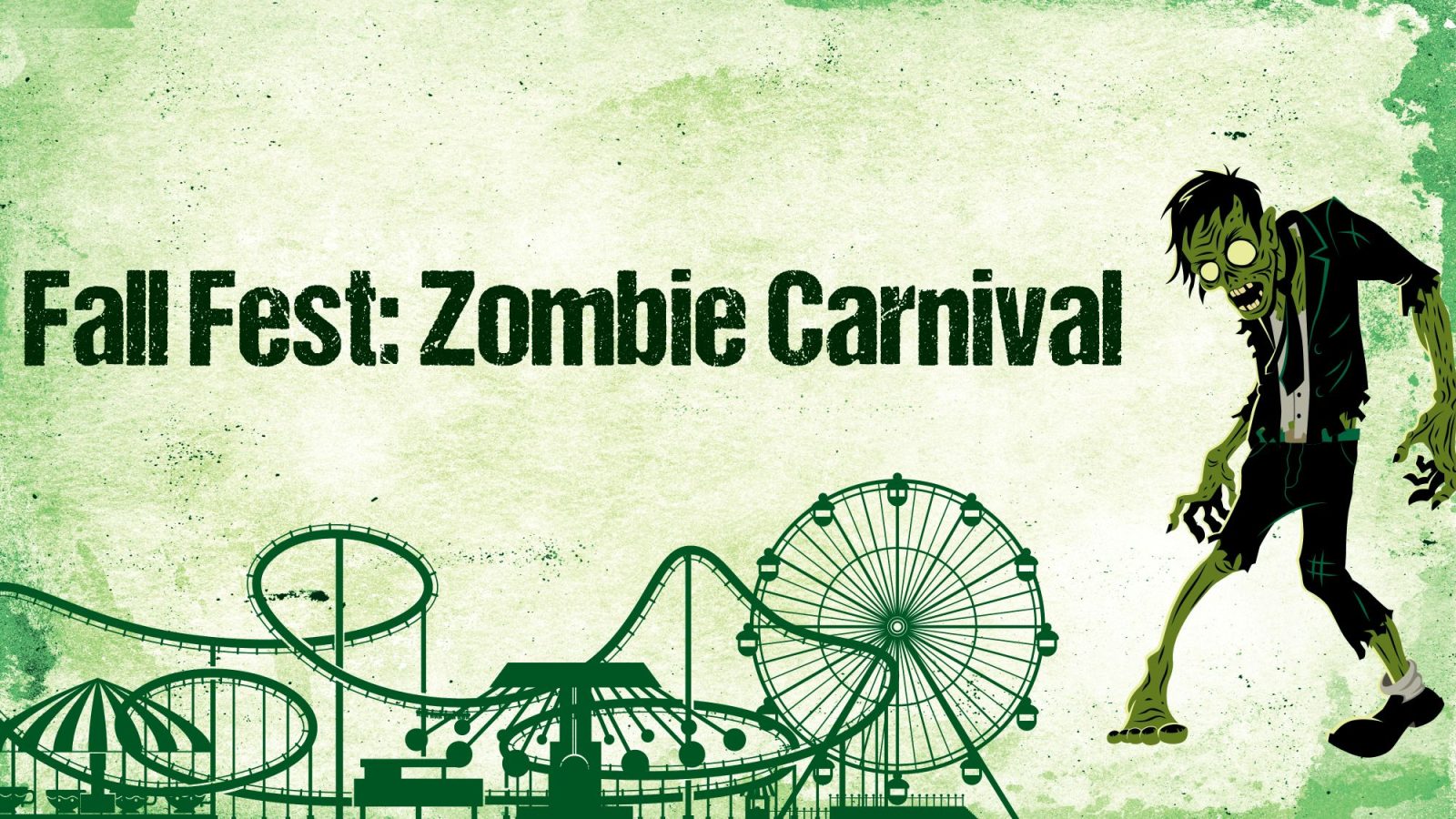 Fall fest - zombie carnival Illustration of zombie and carnival rides with text fall fest zombie carnival.
