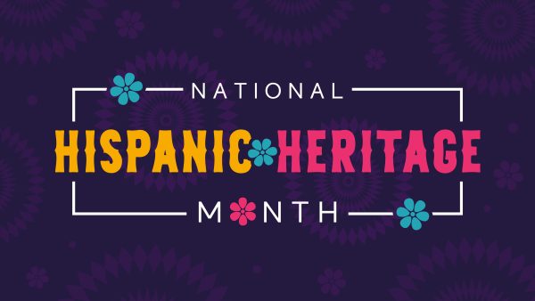 Colorful graphic that says national hispanic heritage month.