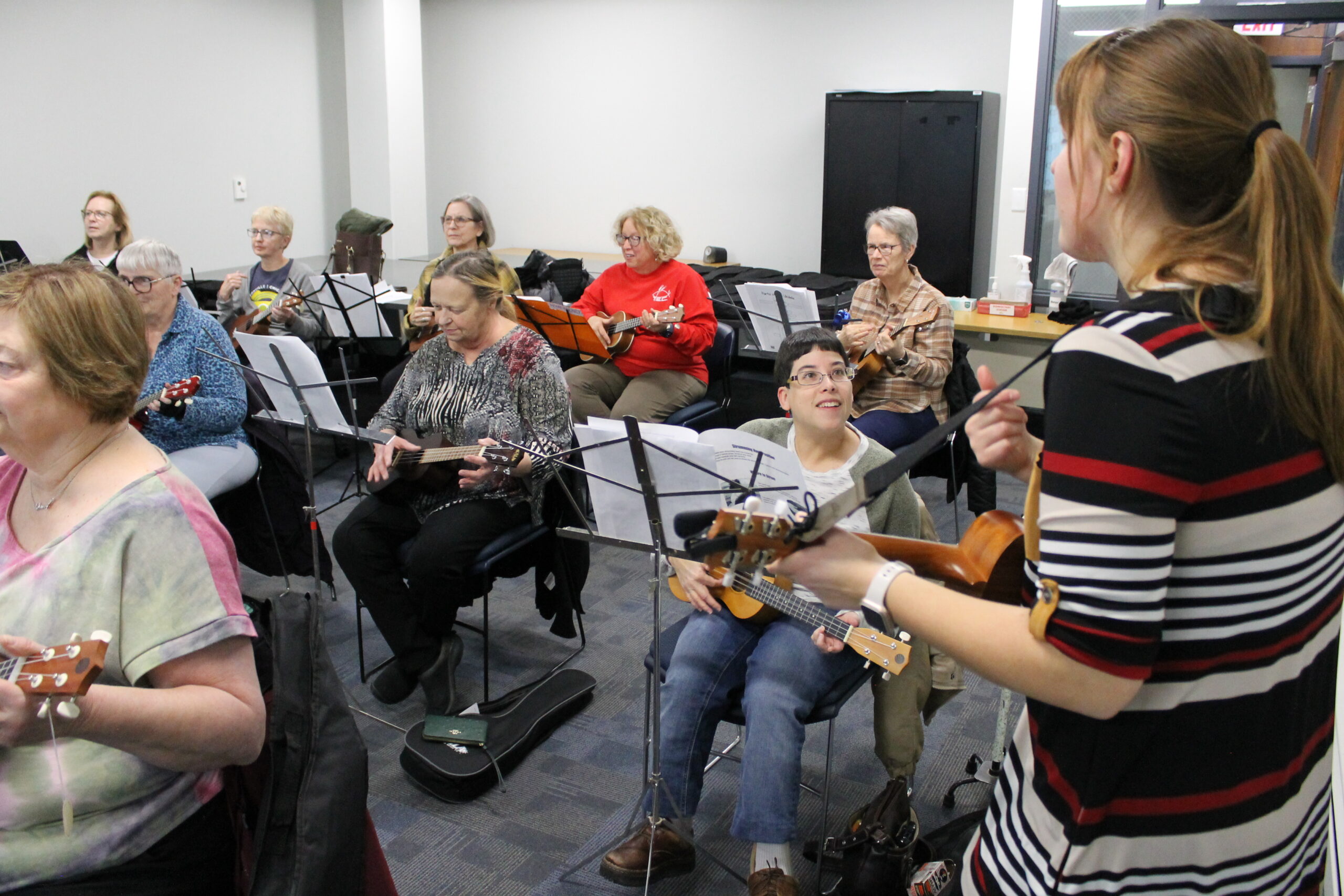A group of people playing instruments