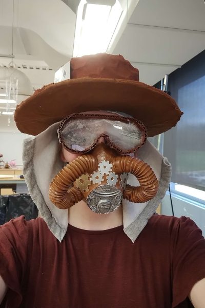 A mask by makayla craig it is based on steampunk aesthetic.