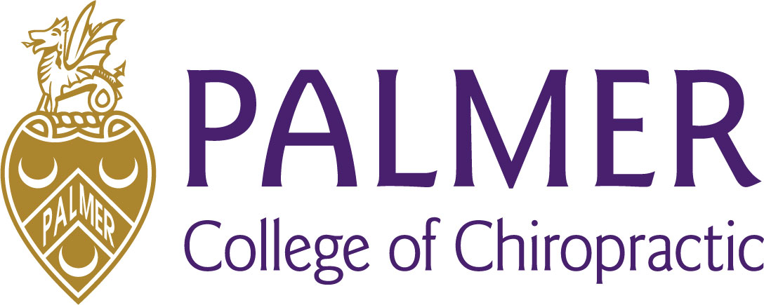 Palmer college of chiropractic visit Palmer college of chiropractic logo. Purple words and a gold heart shaped icon.