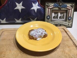 A plate of food on a table
