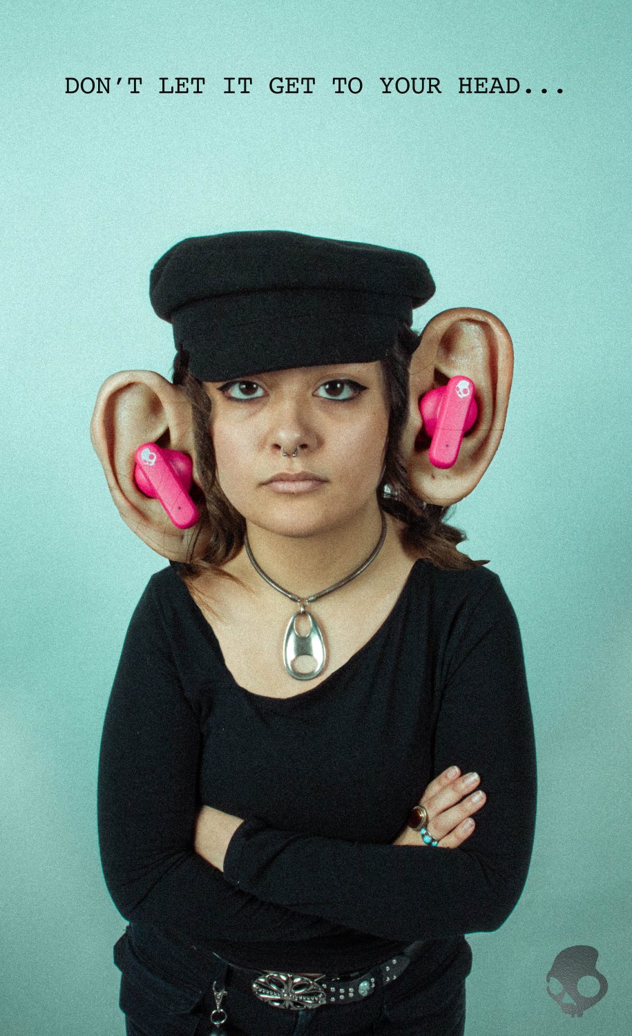 Art student prepares for uiuc transfer, career in media Person with exaggerated ear accessories. Title reads "don't let it get to your head. "