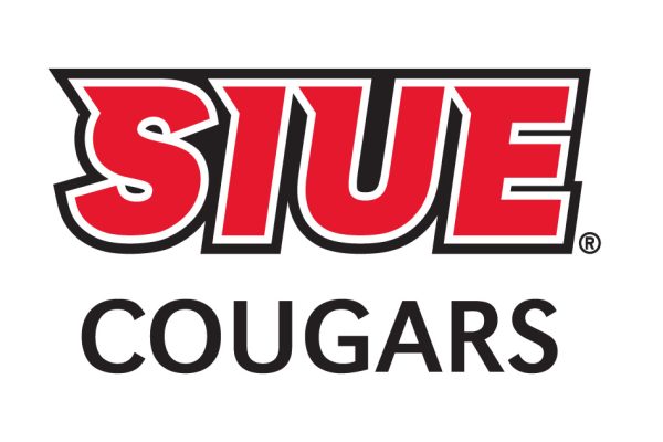 Siue cougars logo. Red and black words.