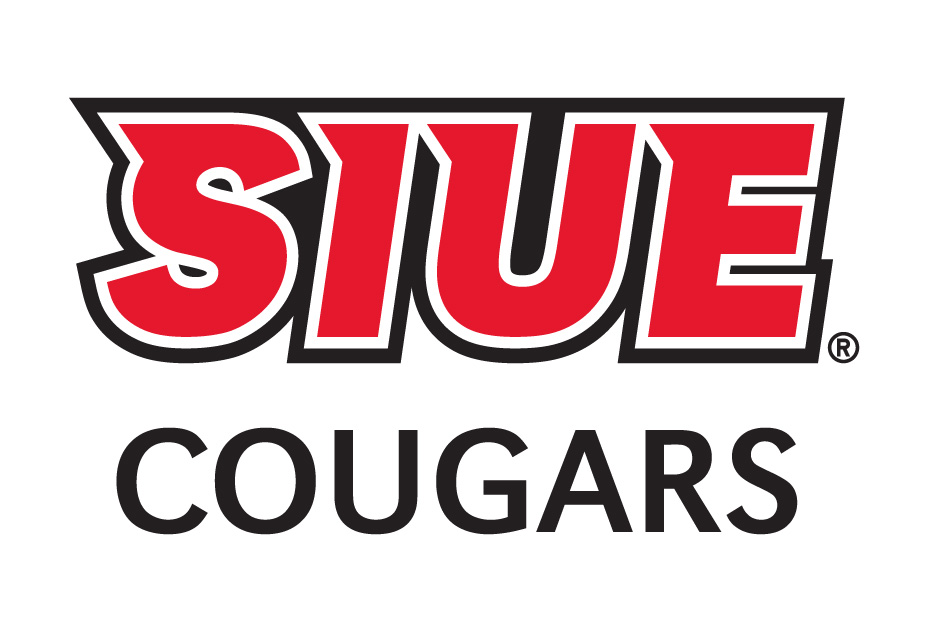 Southern illinois university edwardsville Siue cougars logo. Red and black words.