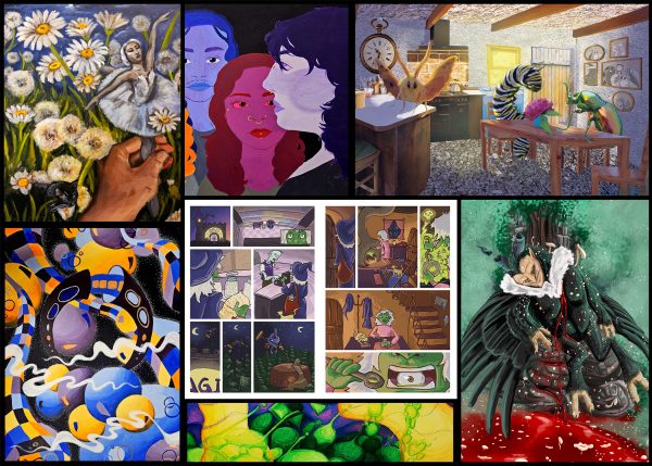 Collage of artwork.