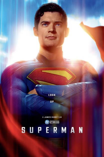 actor David Corenswet dressed as Superman