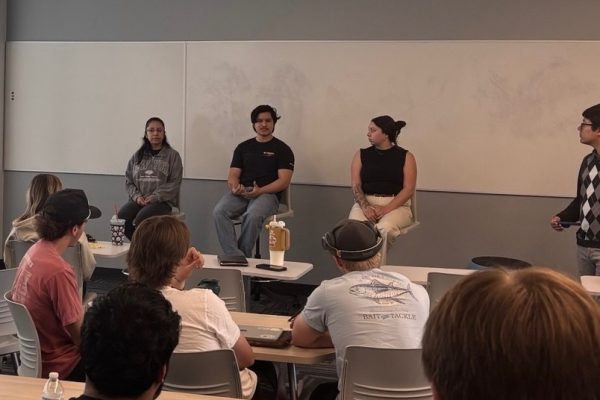 Students participating in a classroom discussion.