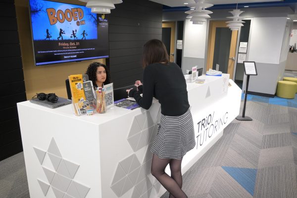 Reception area with informational displays.