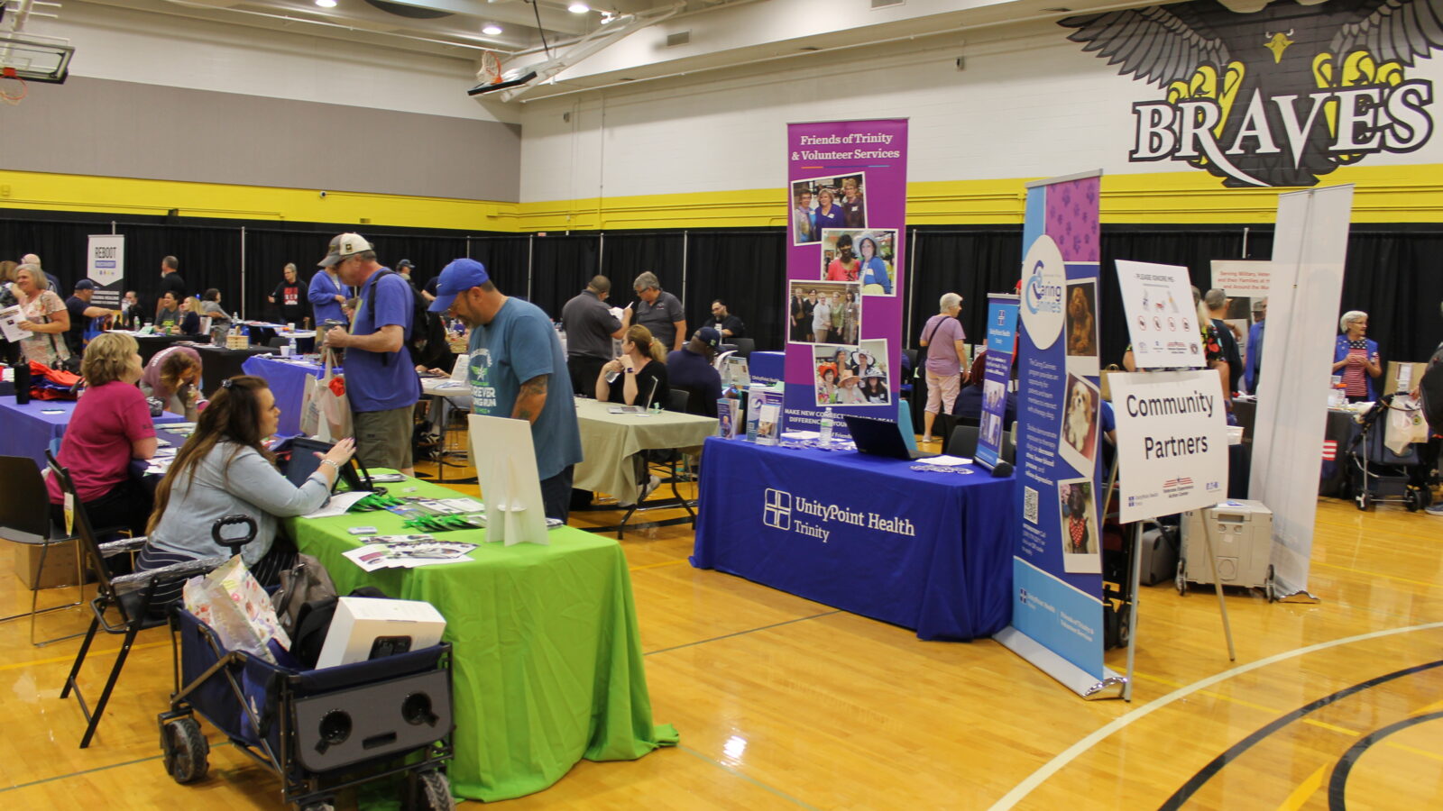 A group of people at a convention