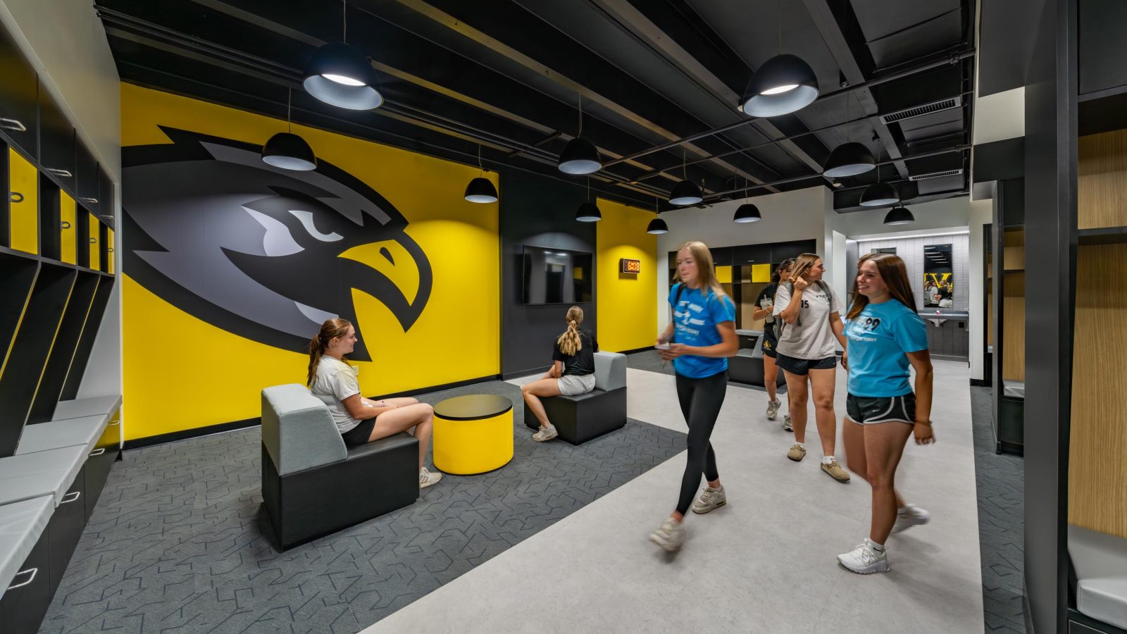 Women locker with students