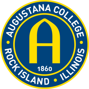 A blue circle with yellow letters and a letter