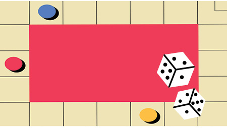 illustration of dice and board game.