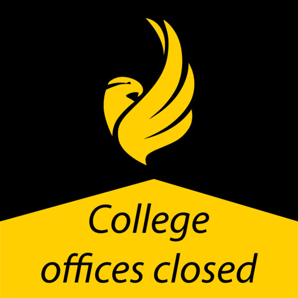 Bird logo with words college offices closed.