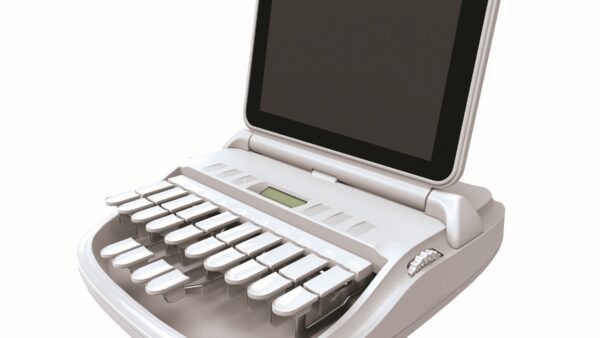 Stenograph machine for court reporting.