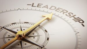 Compass pointing to the word leadership