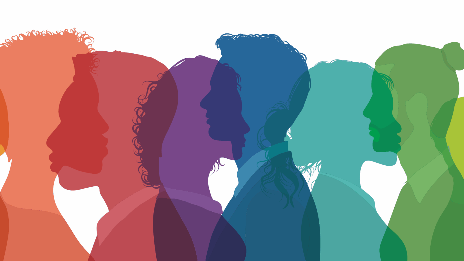 Inter club council meeting (qc campus) Colorful illustration of 10 people with heads and shoulders in profile.