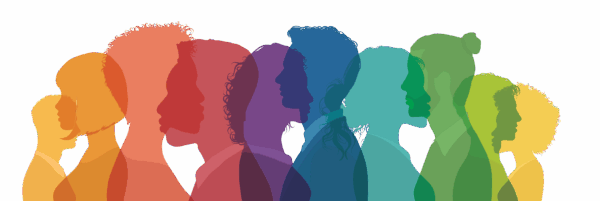 Inter club council meeting (qc campus) Colorful illustration of 10 people with heads and shoulders in profile.