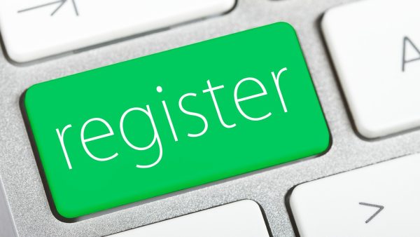 The word register on a key on a keyboard