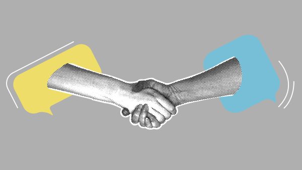 Illustration of 2 hands shaking.