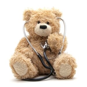 A teddy bear with a stethoscope