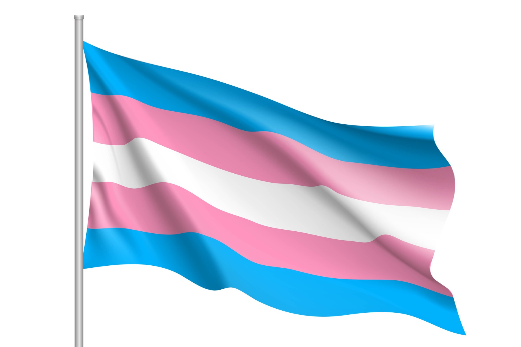 light blue pink white transgender flag.